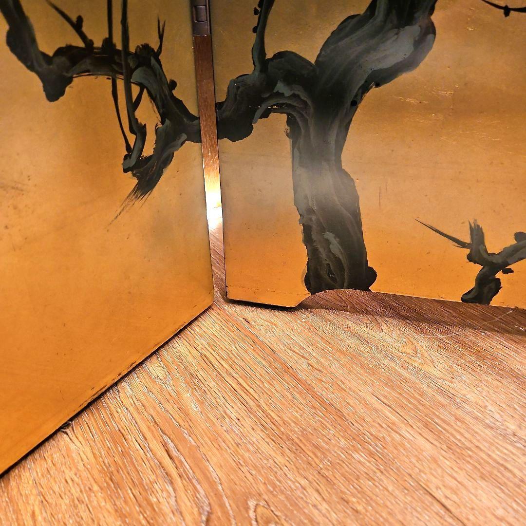 金箔 漆塗り ヴィンテージ屏風 衝立 パーテーション 縁起物 風水 金運アップ