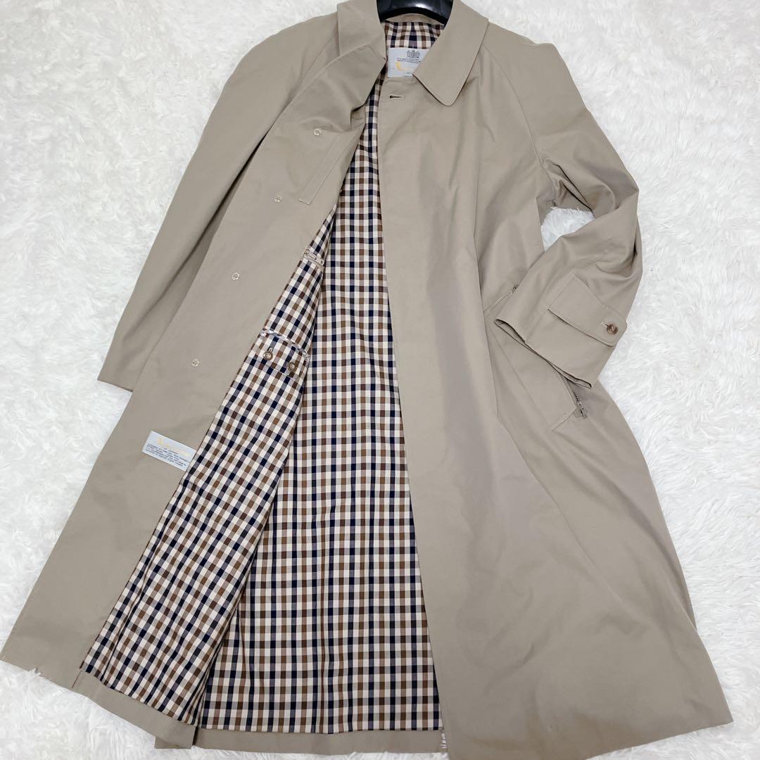 Aquascutum ステンカラーコート ベージュ ハウスチェック イギリス製