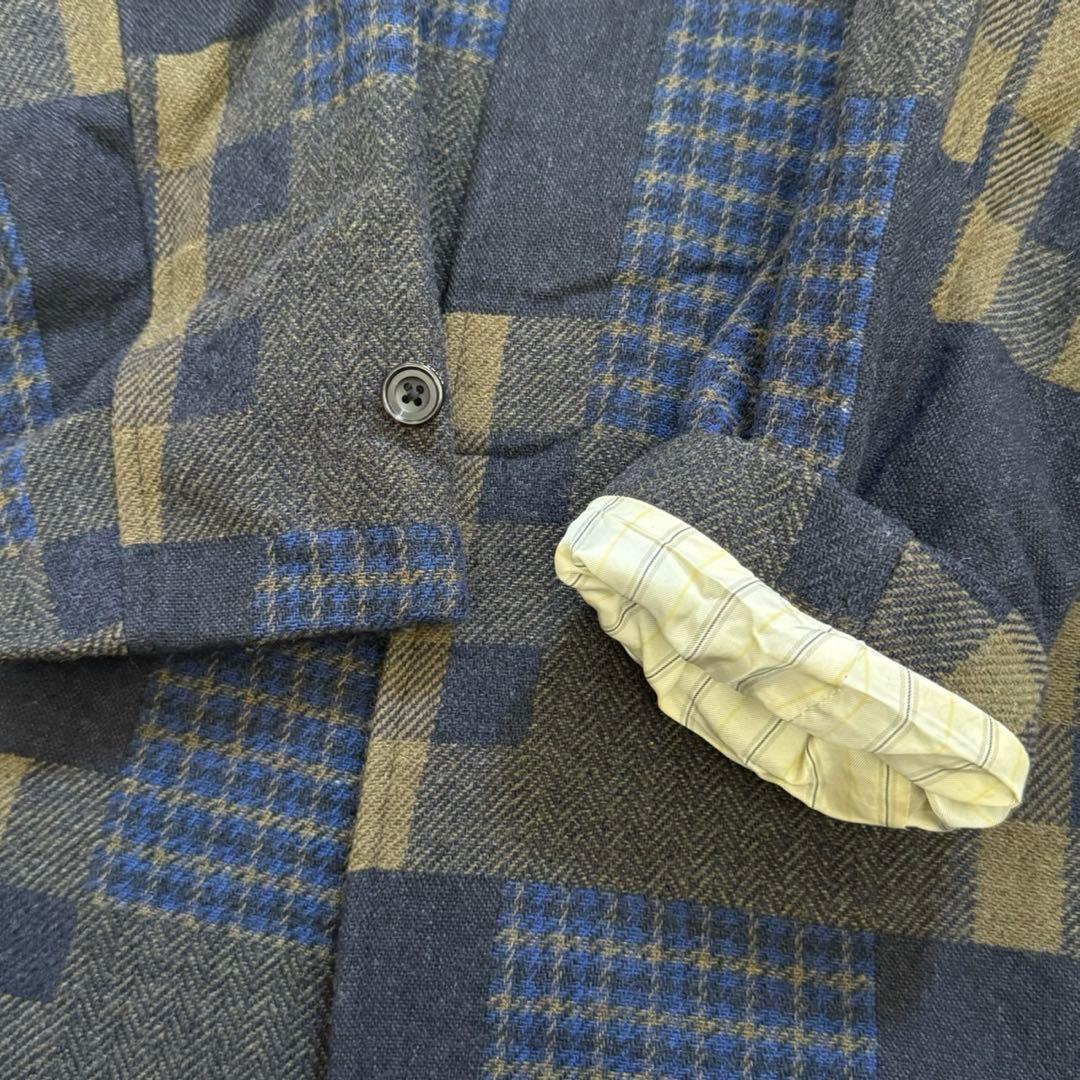 【ビームスプラス】ウール　バルカラーコート　パッチワーク　パネル柄