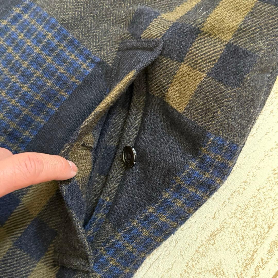 【ビームスプラス】ウール　バルカラーコート　パッチワーク　パネル柄