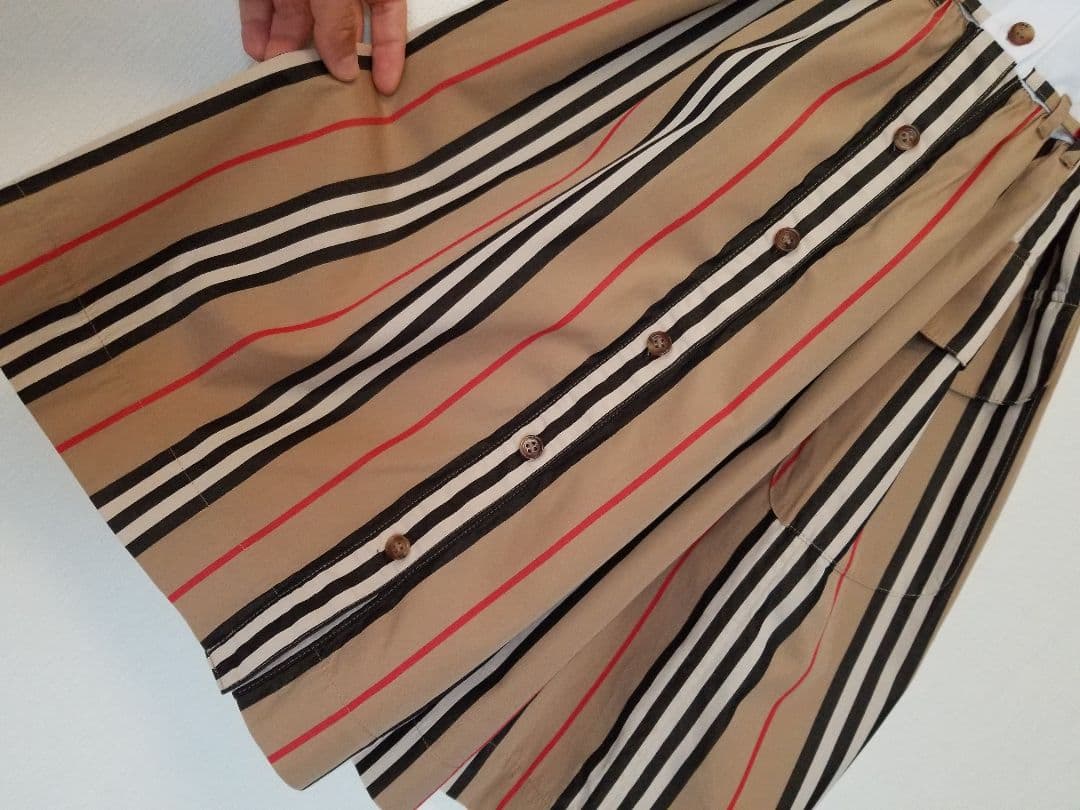 バーバリーワンピース 2度使用 ストライプ 茶 キッズ◯大人◯美品良品