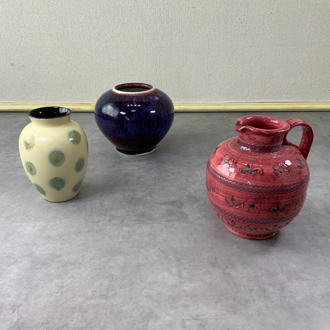 ヴィンテージ 陶器 ピッチャー ピンク 花器 花瓶 イタリア製 ビンテージ