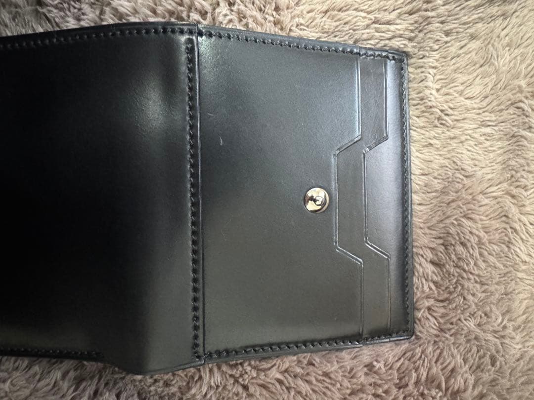 万双　ダブルホーウィン 被せ型財布　ブラック