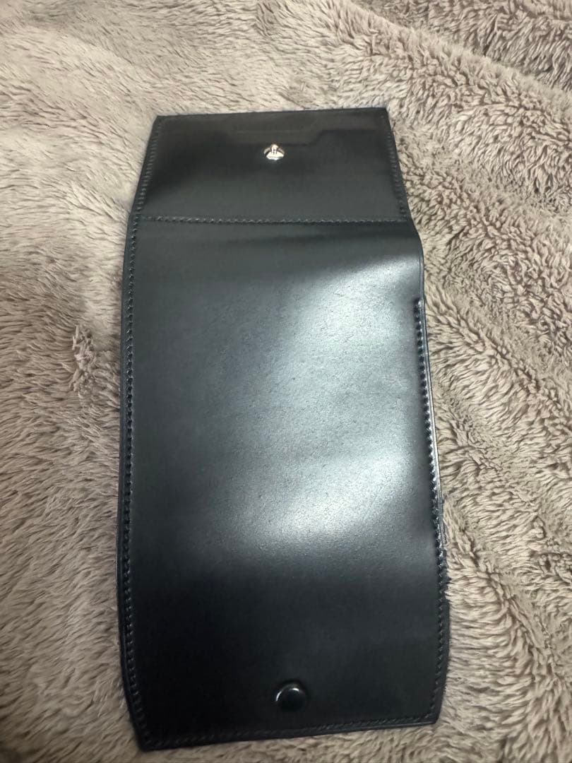 万双　ダブルホーウィン 被せ型財布　ブラック