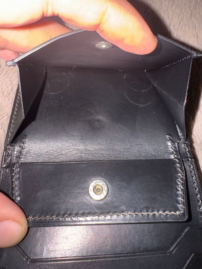 万双　ダブルホーウィン 被せ型財布　ブラック