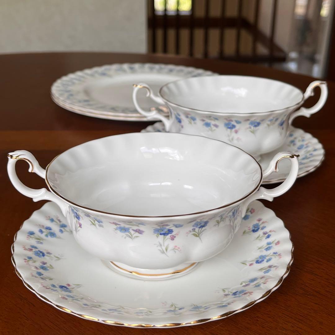 【美品】ロイヤルアルバート★メモリーレーン・勿忘草★トリオ 1セット