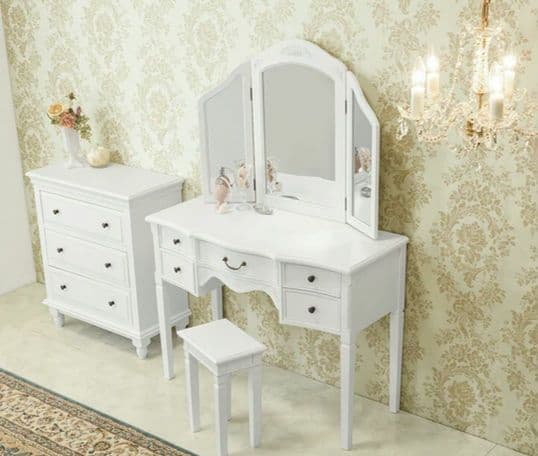 要問合せ♥️フランスアンティーク調♥️ロココ調　ドレッサー　鏡台　メイク　白家具