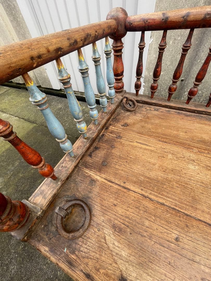 稀少/アンティーク/インド/インド家具/古材/長椅子/ベンチ/店舗什器