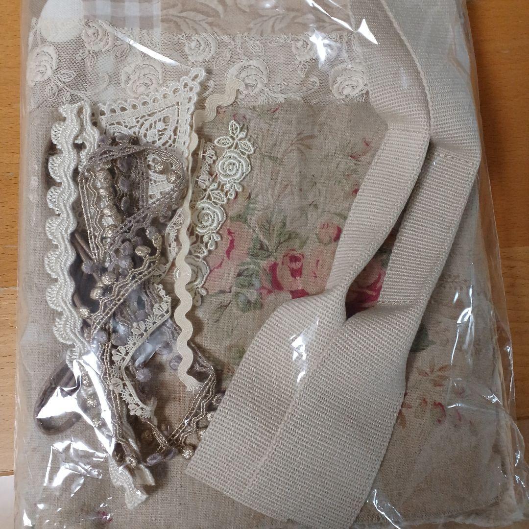 こうの早苗　キット　白いバラのレースバッグ