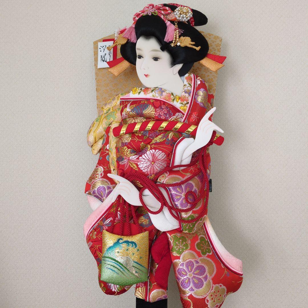 伝統的羽子板 　金襴　タイトル【汐汲】スタンド付