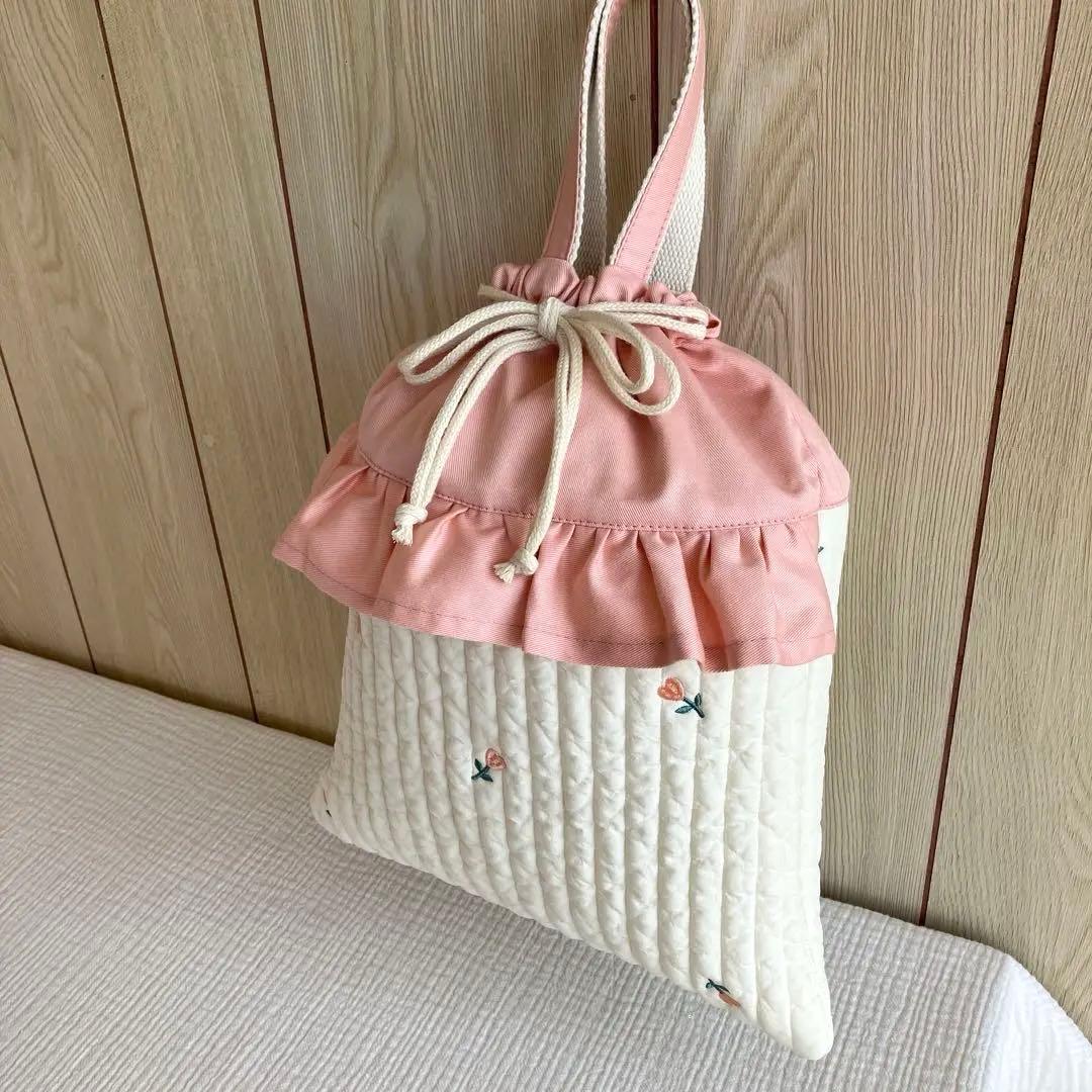 ヌビ ハート チューリップ レッスンバッグ 入園入学 ピンク 体操着袋 上履き袋