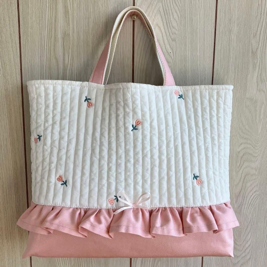 ヌビ ハート チューリップ レッスンバッグ 入園入学 ピンク 体操着袋 上履き袋