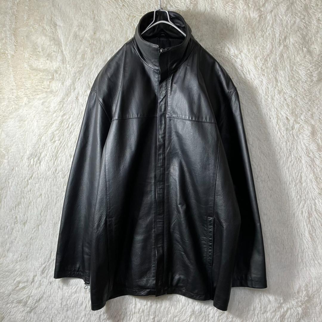 美品 ファーストダウン レザージャケット スタンドカラー XXXL 大きいサイズ