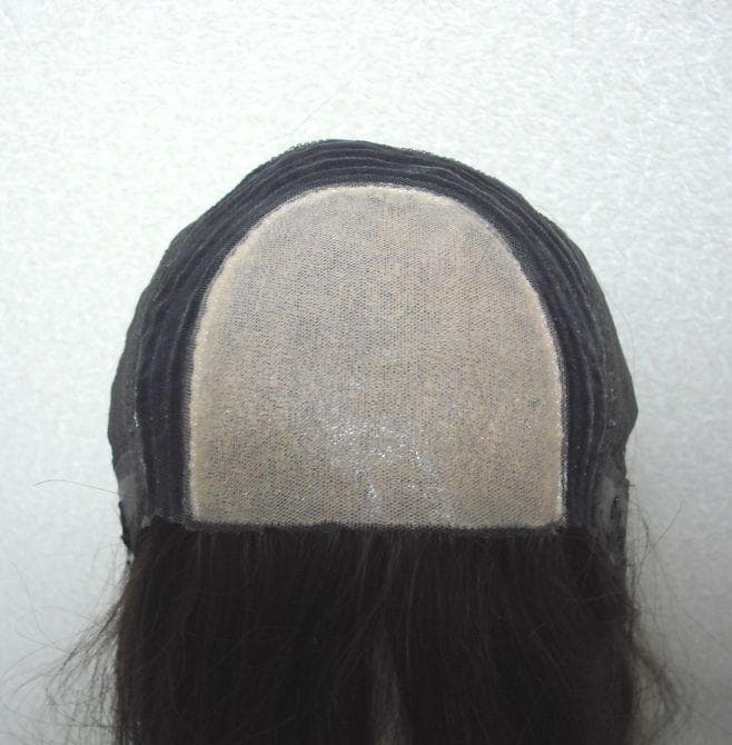 人毛　ウィッグ　幅広人工皮膚付き　ブラウン　スーパーロング　Ｍサイズ