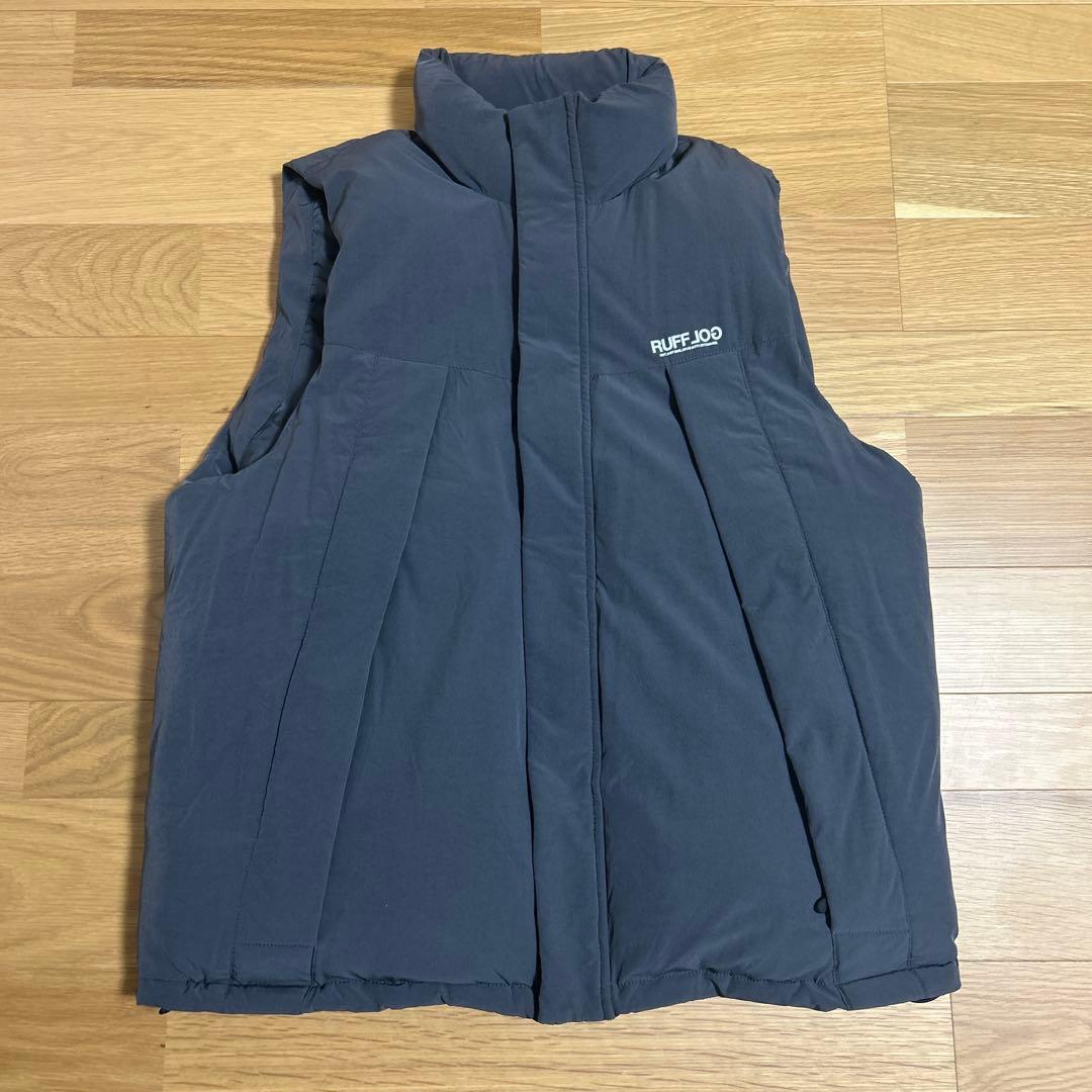 【ラフロッグ】中綿ベスト グレー ビックロゴ