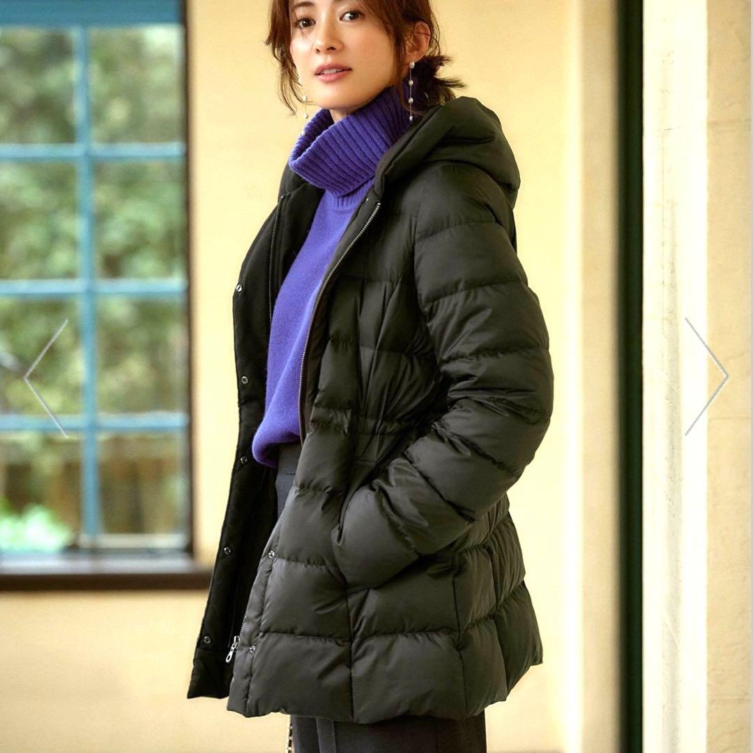 極美品☆23区シレータフタダウンコートミドル丈ダークブラウン