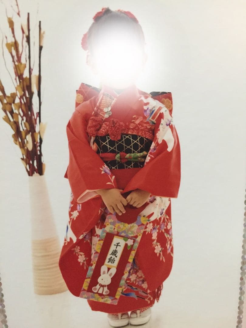 七五三 3歳 子供用着物セット 赤