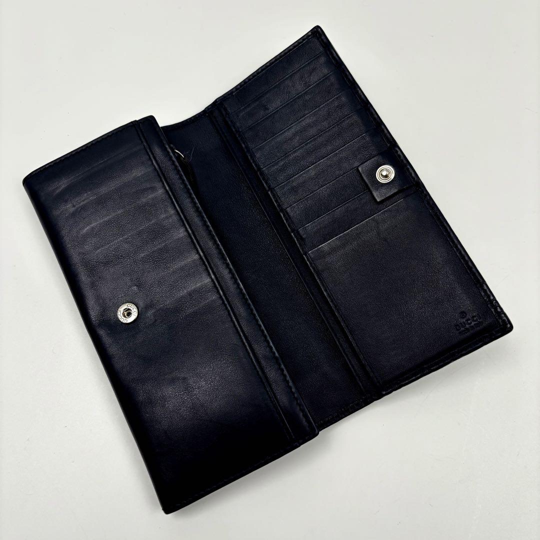 ✨美品✨　GUCCI 長財布　マイクロシマ　二つ折り　GG ネイビー　男女兼用