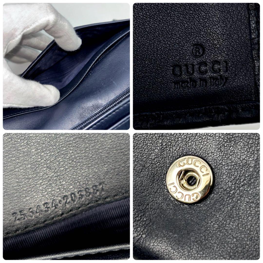 ✨美品✨　GUCCI 長財布　マイクロシマ　二つ折り　GG ネイビー　男女兼用