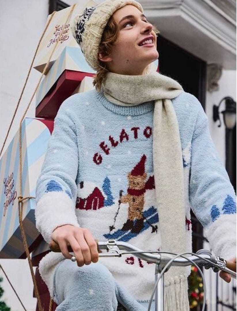 ジェラートピケ オム【HOLIDAY】スキーベアジャガードプルオーバー　L