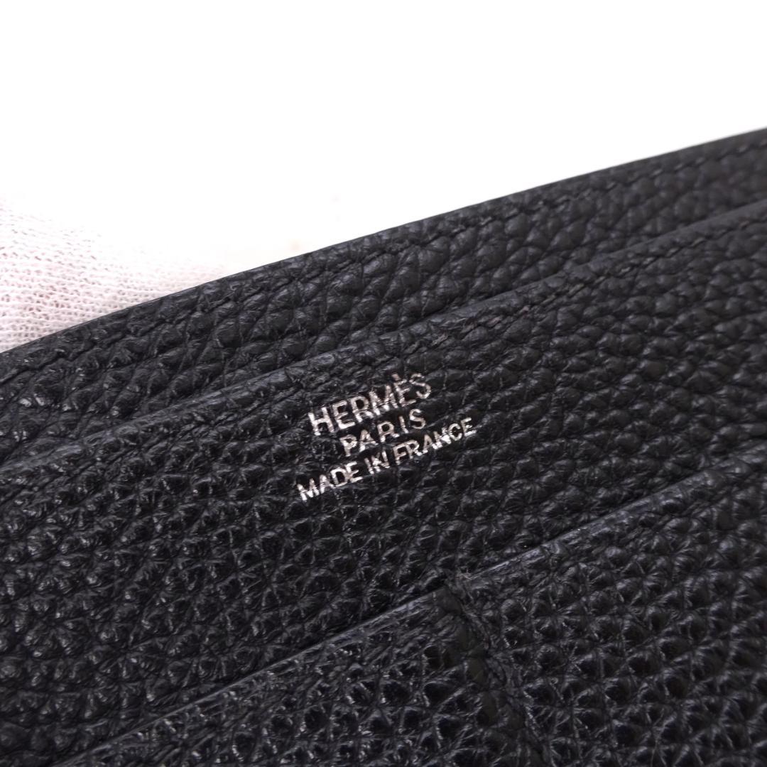 本物 超美品 ■エルメス■ドゴン GM ドゴン デュオ トゴ ブラック 長財布