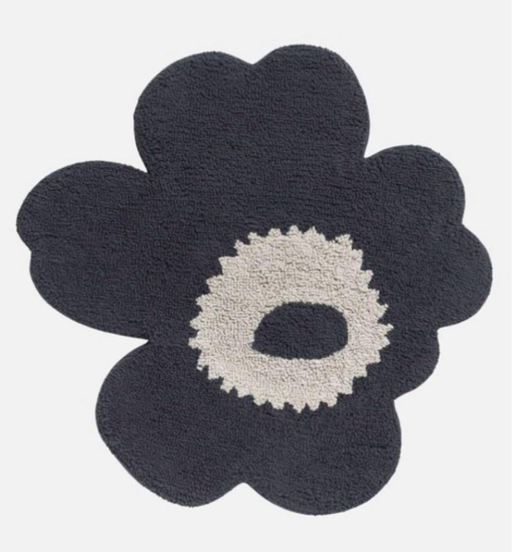 新品タグ付　マリメッコ　Unikko バスマット73x74cm 黒　チャコール