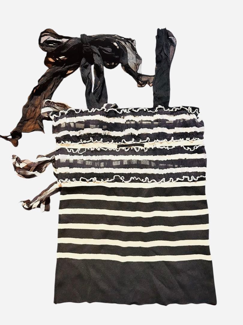 新品同様！ジャンポールゴルチエ ボーダー柄 リボンキャミソール 40