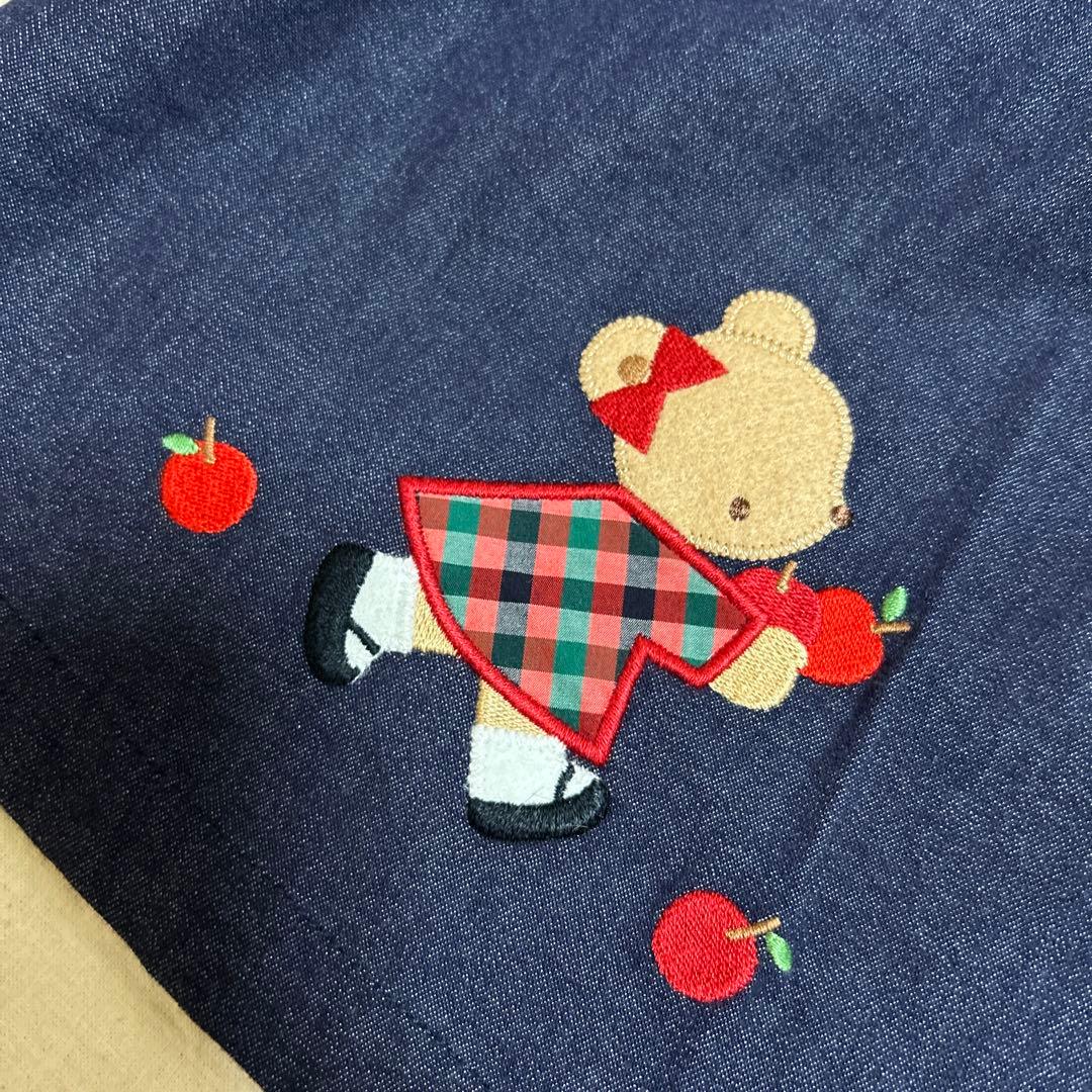 美品　ファミリア★デニム　セーラー　ワンピース　クマ刺繍　90
