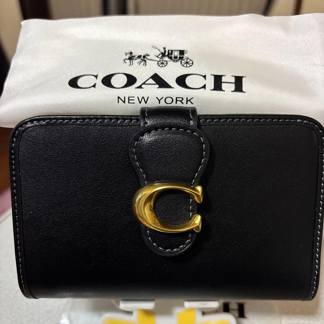 COACH ブラック 二つ折り財布ダビーミディアムウォレット