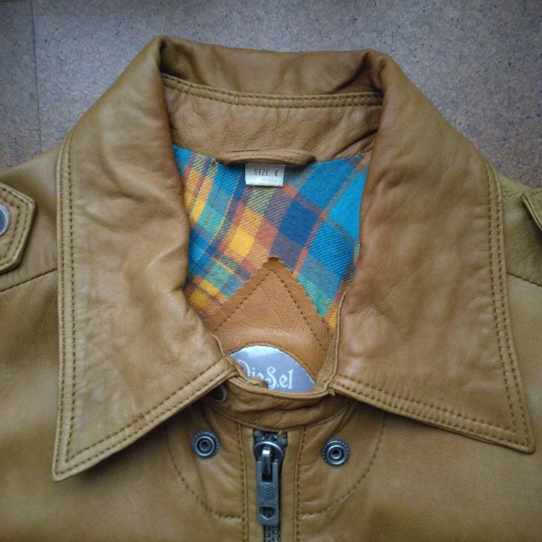 DIESELメンズ 明るめブラウン 羊革ジャケット L