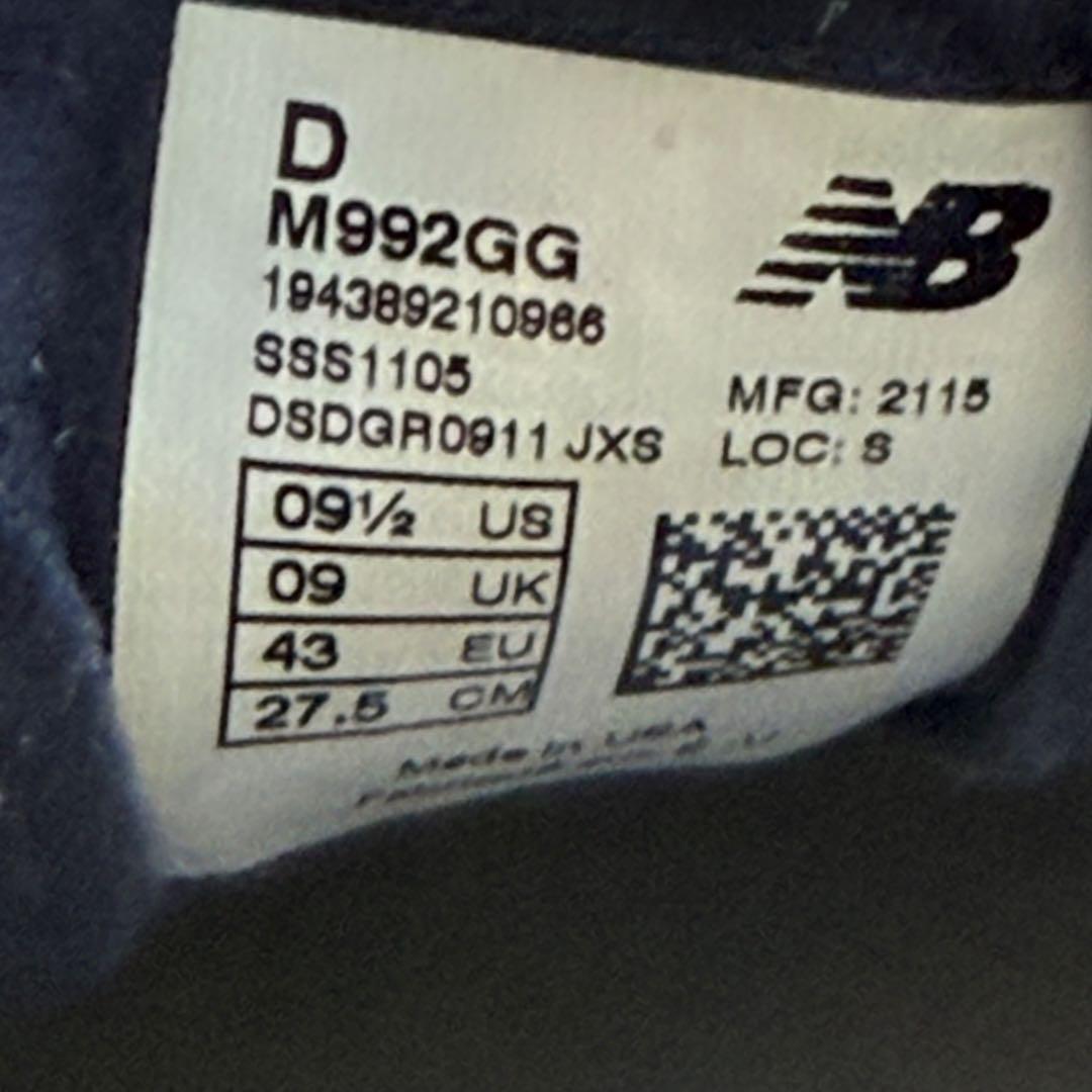 ニューバランス M992gg ネイビー アメリカ製 New balance