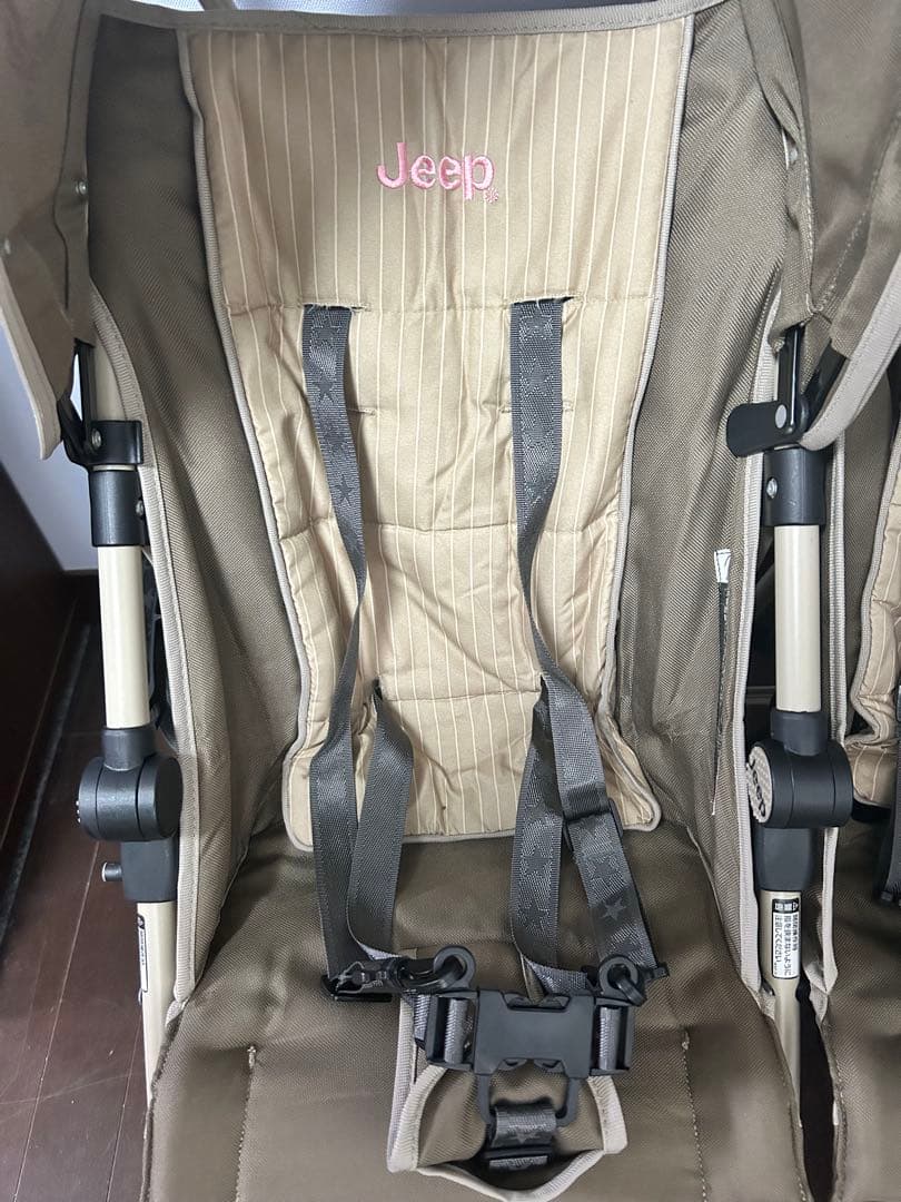 Jeep スポーツツイン双子ベビーカー2人乗り 軽量 折りたたみ ダークベージュ