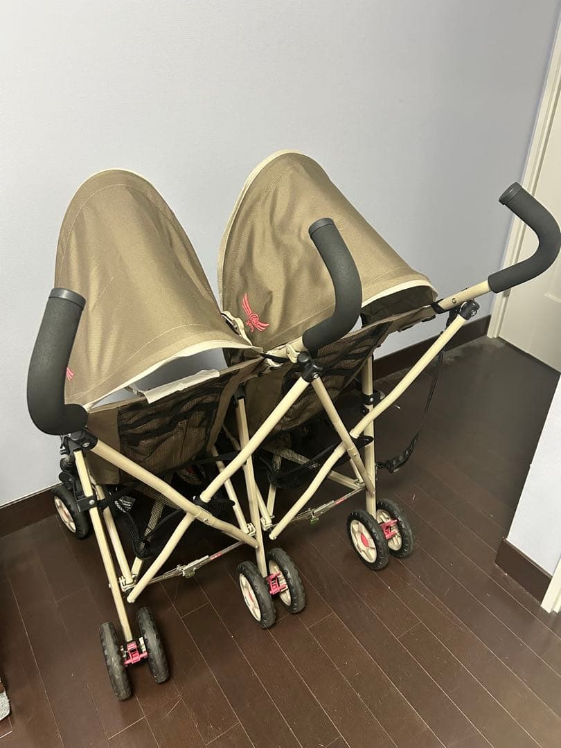 Jeep スポーツツイン双子ベビーカー2人乗り 軽量 折りたたみ ダークベージュ