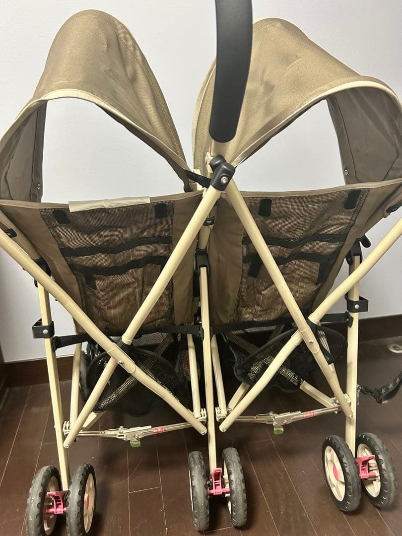 Jeep スポーツツイン双子ベビーカー2人乗り 軽量 折りたたみ ダークベージュ