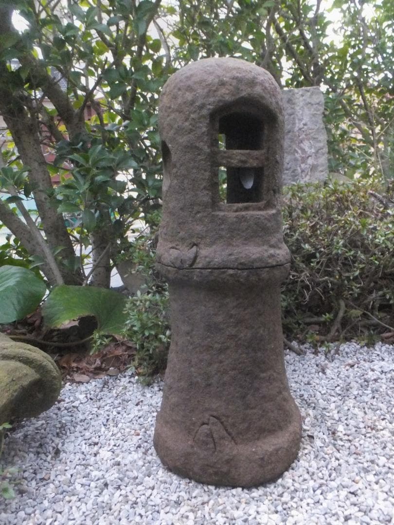 【自然石灯篭・野竹林風石灯篭】庭石オブジェ箱庭苔玉水石日本庭園テラス飾り石