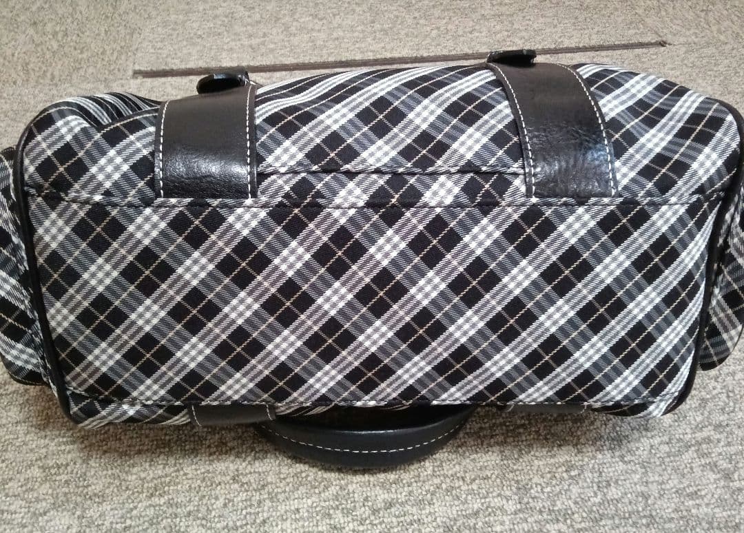 バーバリーブルーレーベル　マイクロ　チェック　ボストン　ブラック　希少