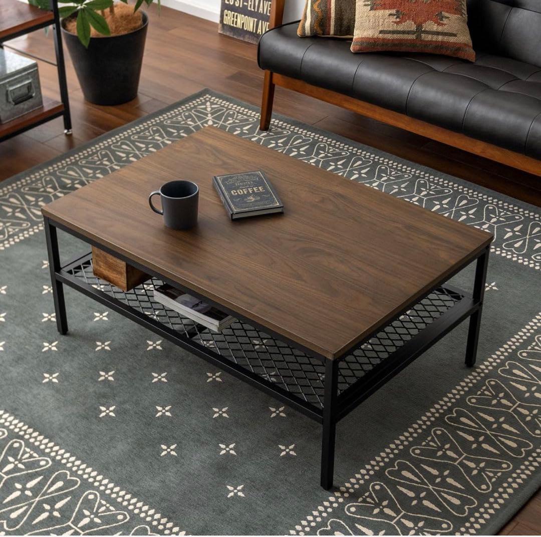 ほぼ新品　センターテーブル 90×60cm 収納棚付き