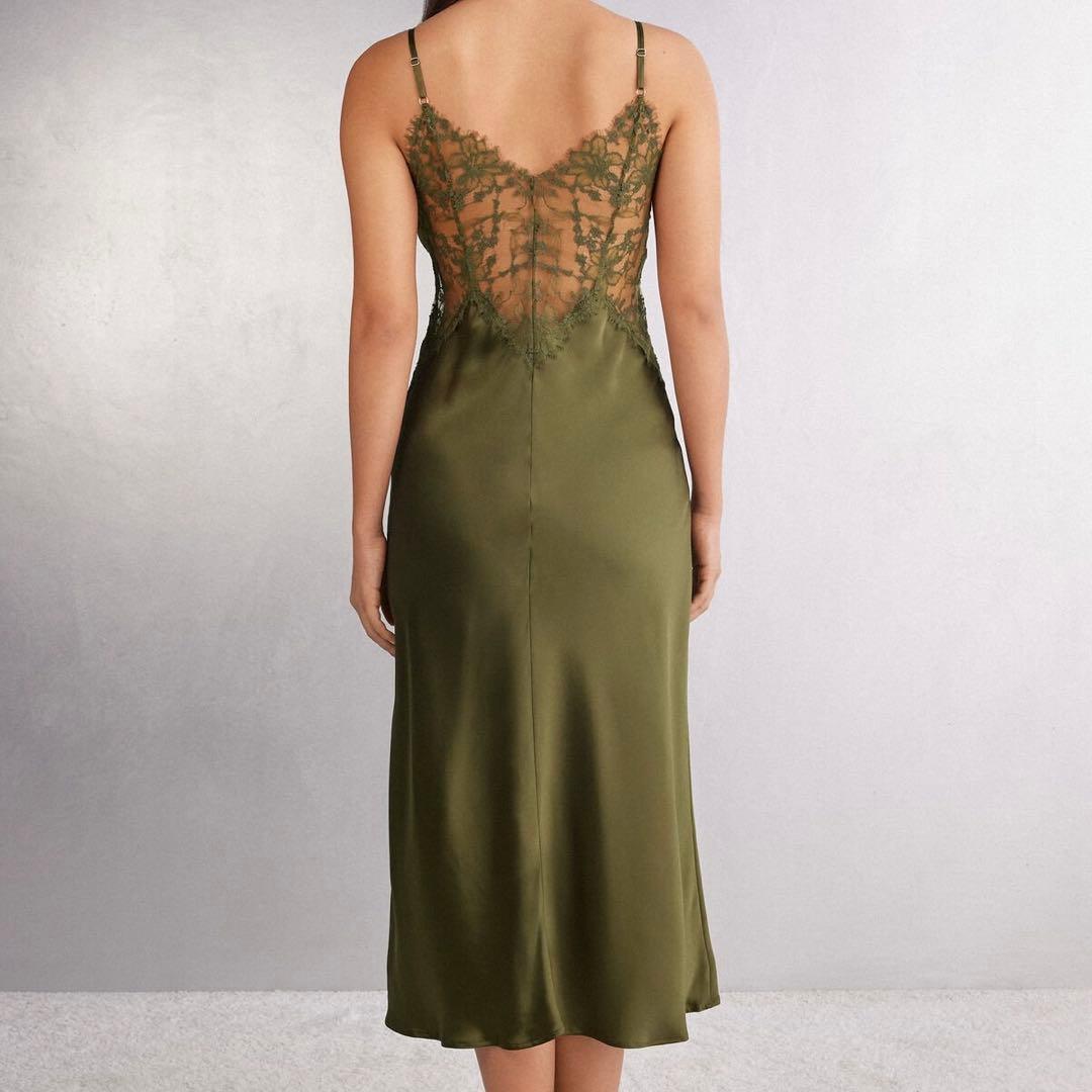 シルクサテン＆レース ロングスリップM Imaginary Journey