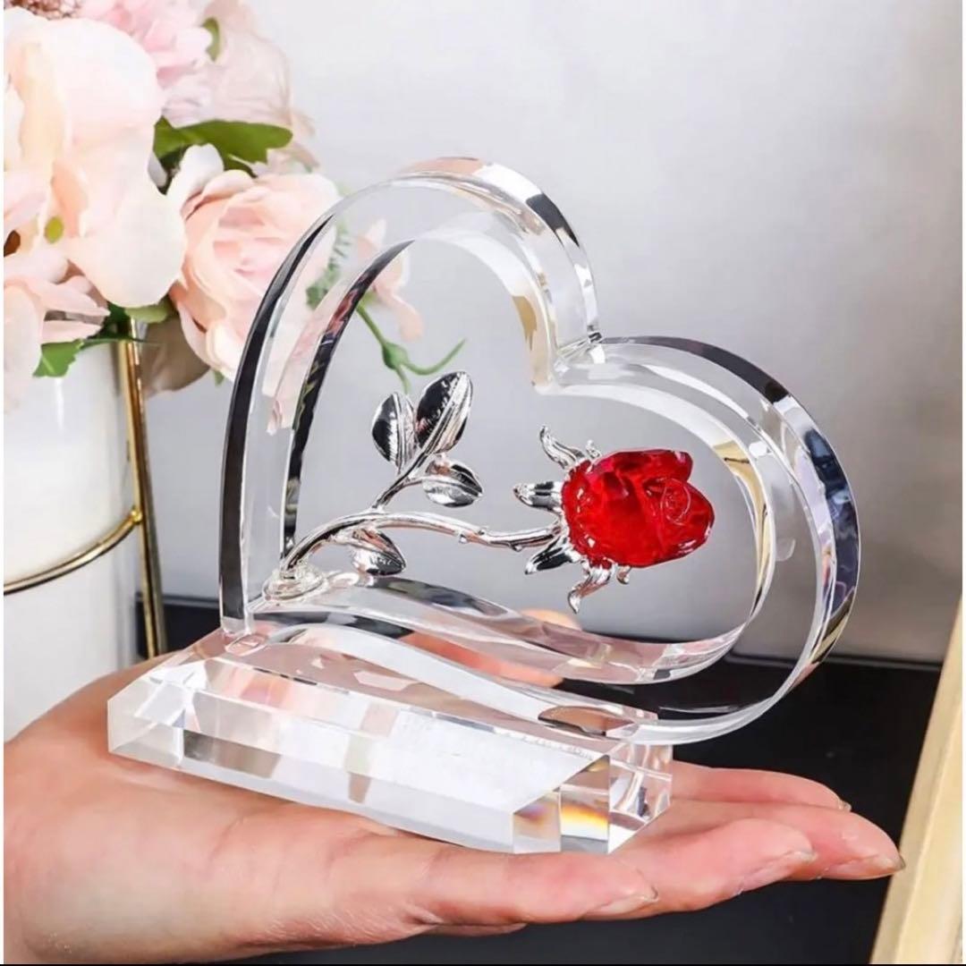 クリスタル K9 薔薇 バラ 置物 赤い薔薇 クリスマス クリスマスプレゼント