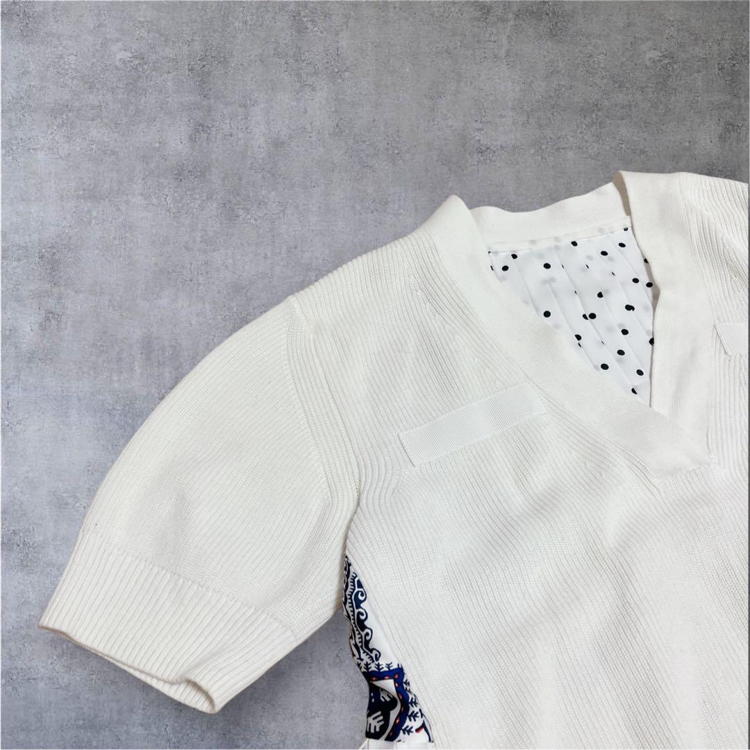 ✨人気✨　sacai　アーカイブプリントミックスニットプルオーバー　サイズ1