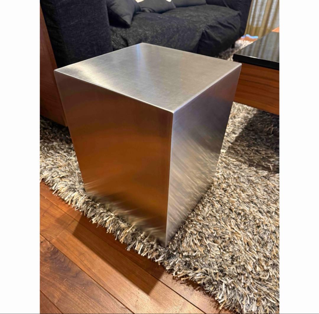 ステンレス スクエア サイドテーブル スツール　モダン　シンプル　アート