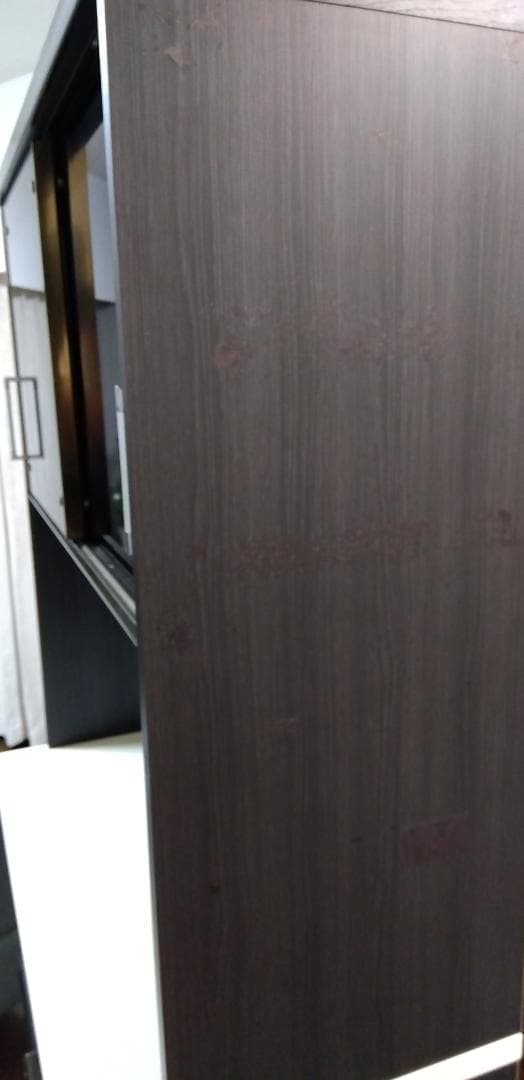 キッチンボード カップボード 鏡面仕上げ 高さ184cm ダークブラウン 美品