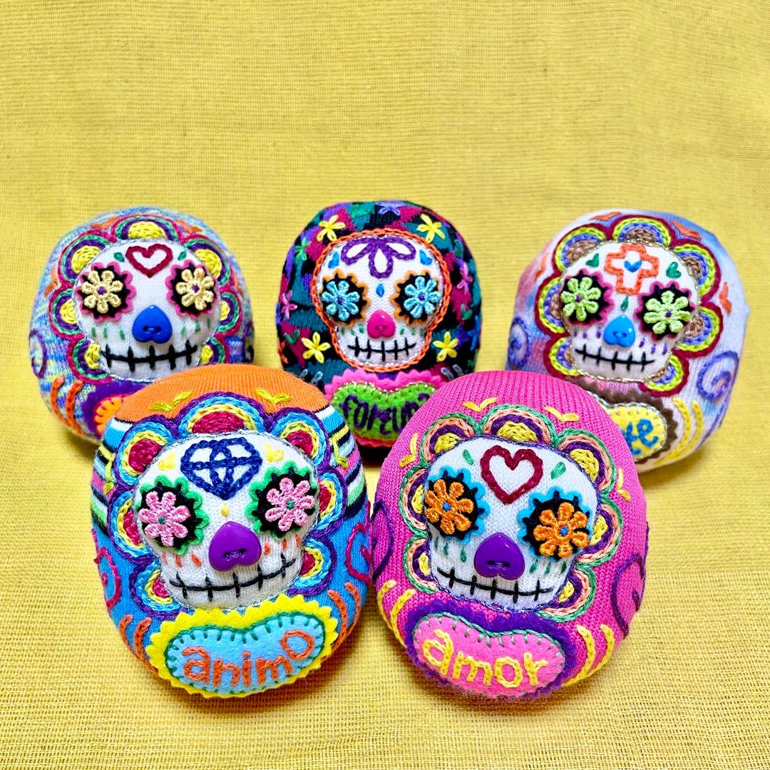 まみ 619【メキシカンスカル だるま amor】ぬいぐるみ置物