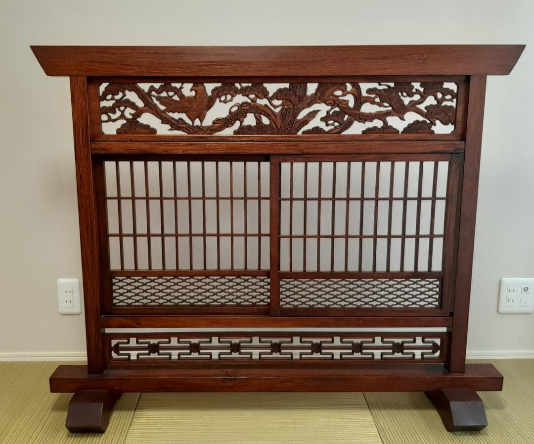 8/31限定セール　花梨材パーテション 衝立 美品 工芸 唐木