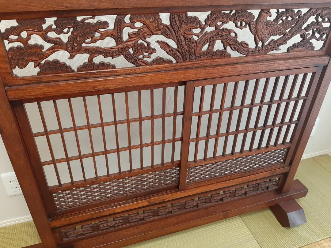 8/31限定セール　花梨材パーテション 衝立 美品 工芸 唐木