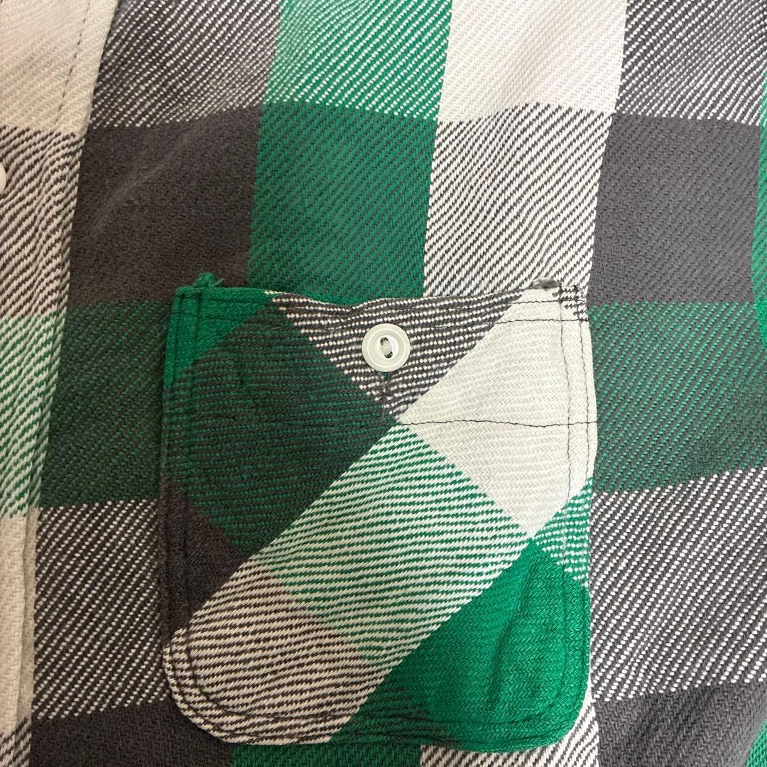 A*D様 70s ELY チェック ネルシャツ L グリーン ブラック ビンテー