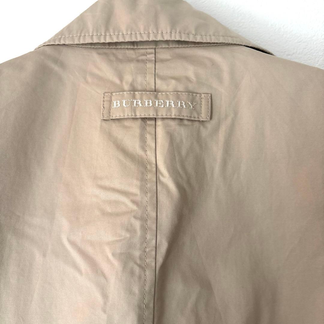 ベージュ ステンカラーコート チェック柄袖