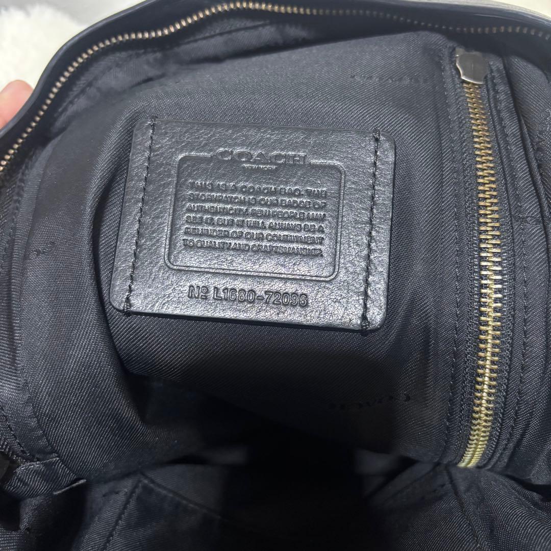 コーチ ボディバッグ ショルダーバッグ ブラック ネイビー レザー