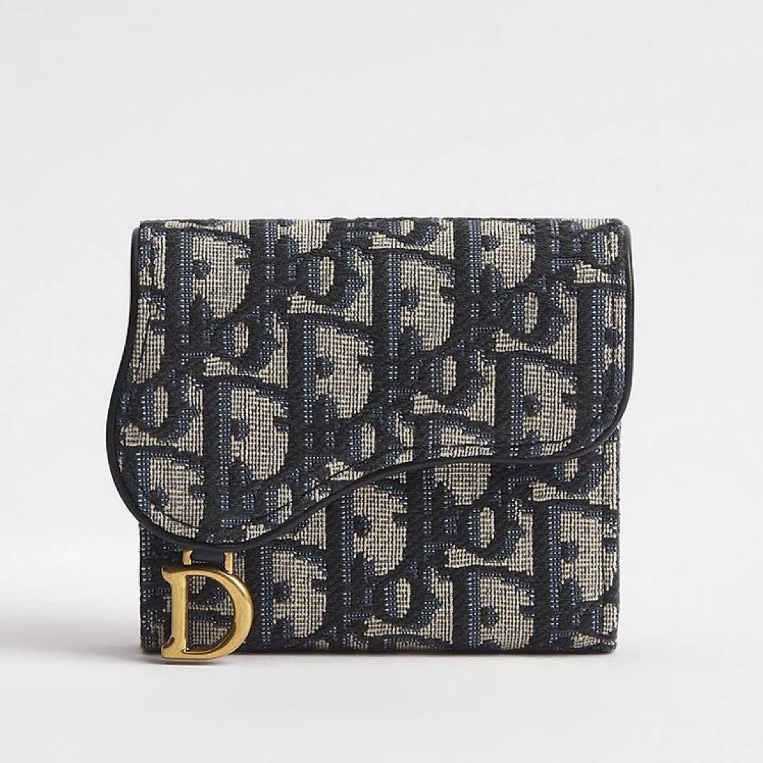 まきちゃんずDior ロゴ入り三つ折り財布 ネイビーアイボリー　新品未使用