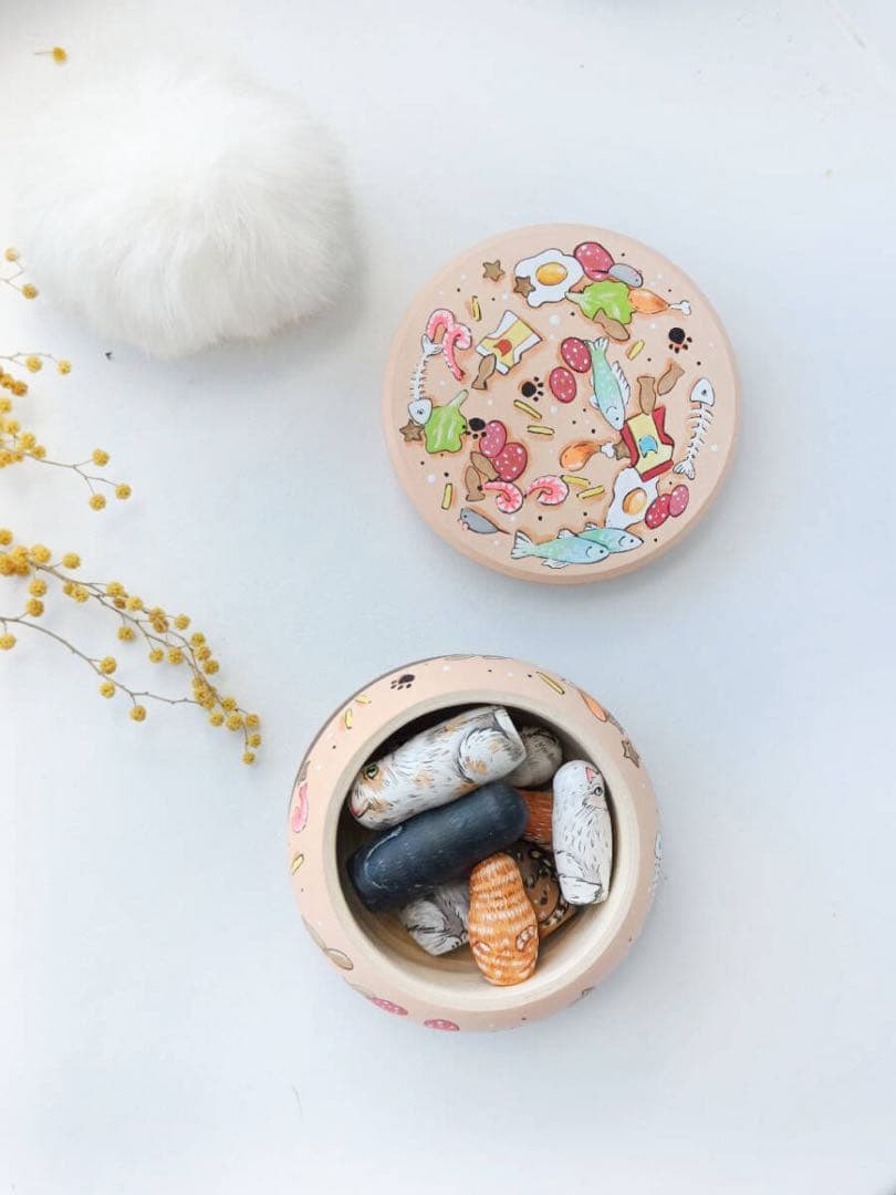 ロシア雑貨☆ネコキット猫８匹&特製Box マトリョーシカ マルガリータ作